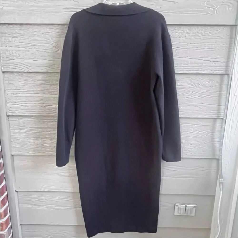 Free People Black Midi V Neck Front Slit Dress 44” Bust Goth Grunge Witchy 16/18